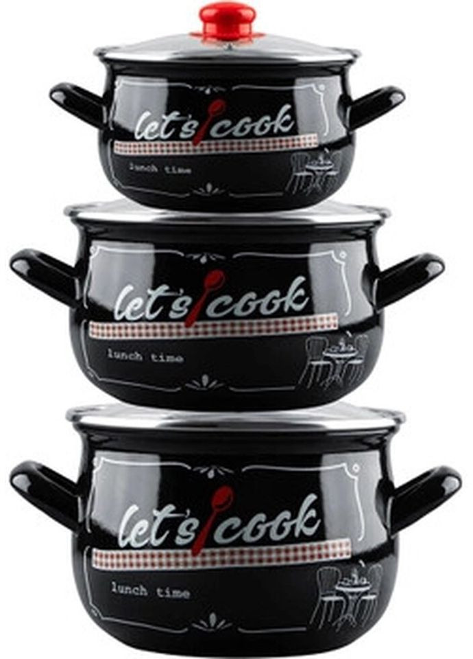 Набор кастрюль Lets cook GT-T-3-LCB 6 предметов черный Gusto (271552120)