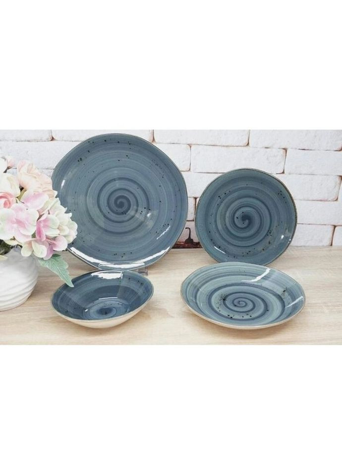 Сервиз столовый Spiral Greey Blue DN24-SPIRAL-GREEY-BLUE 24 предмета TULU (271552566)