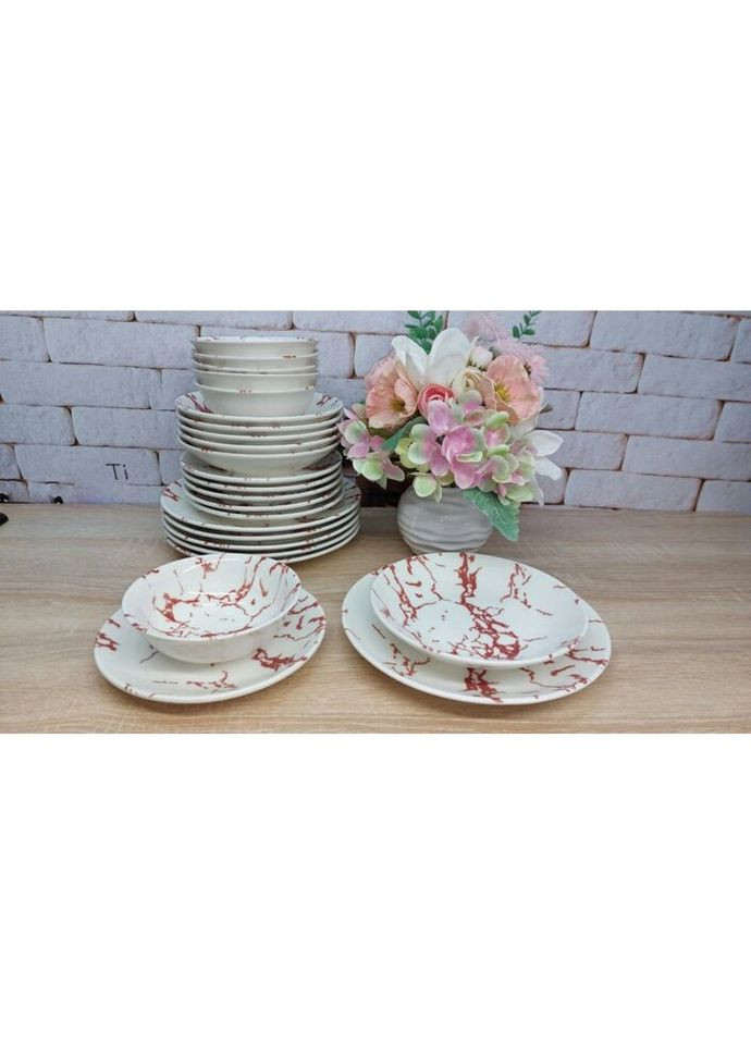 Сервиз столовый Red KL24-marble-RED 24 предмета TULU (271552575)