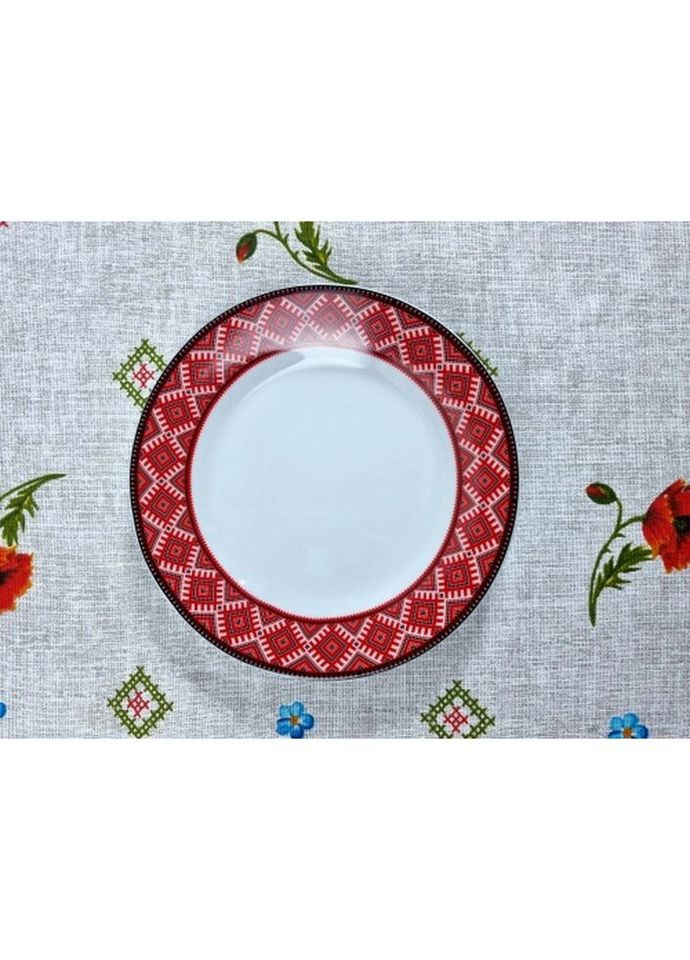 Тарілка десертна Вишиванка червоний ромб 30000-005 18 см SNT (271552445)