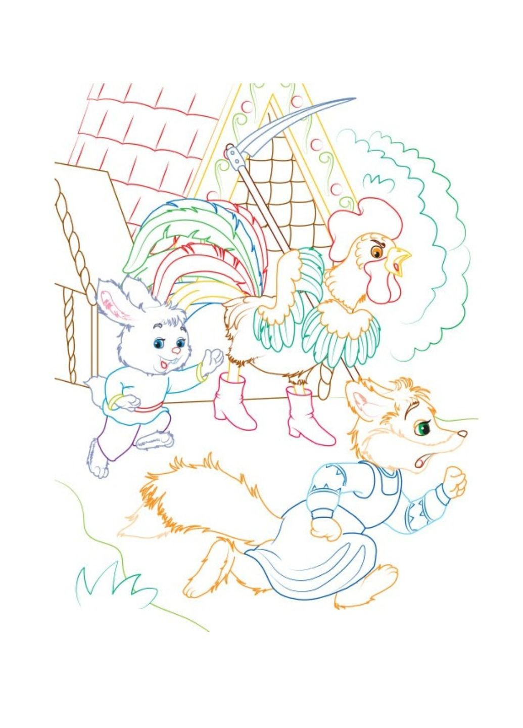 Заєць і півень. Розмальовка для хлопчиків і дівчаток Пегас (271666572)