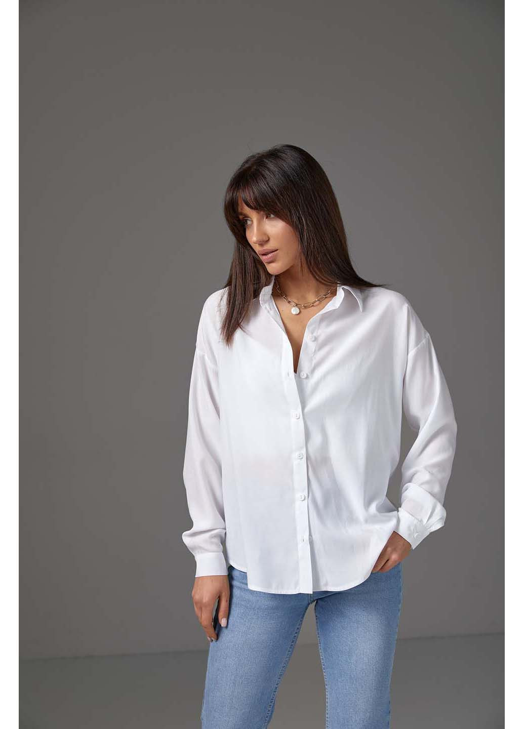Белая повседневный рубашка SL-Fashion