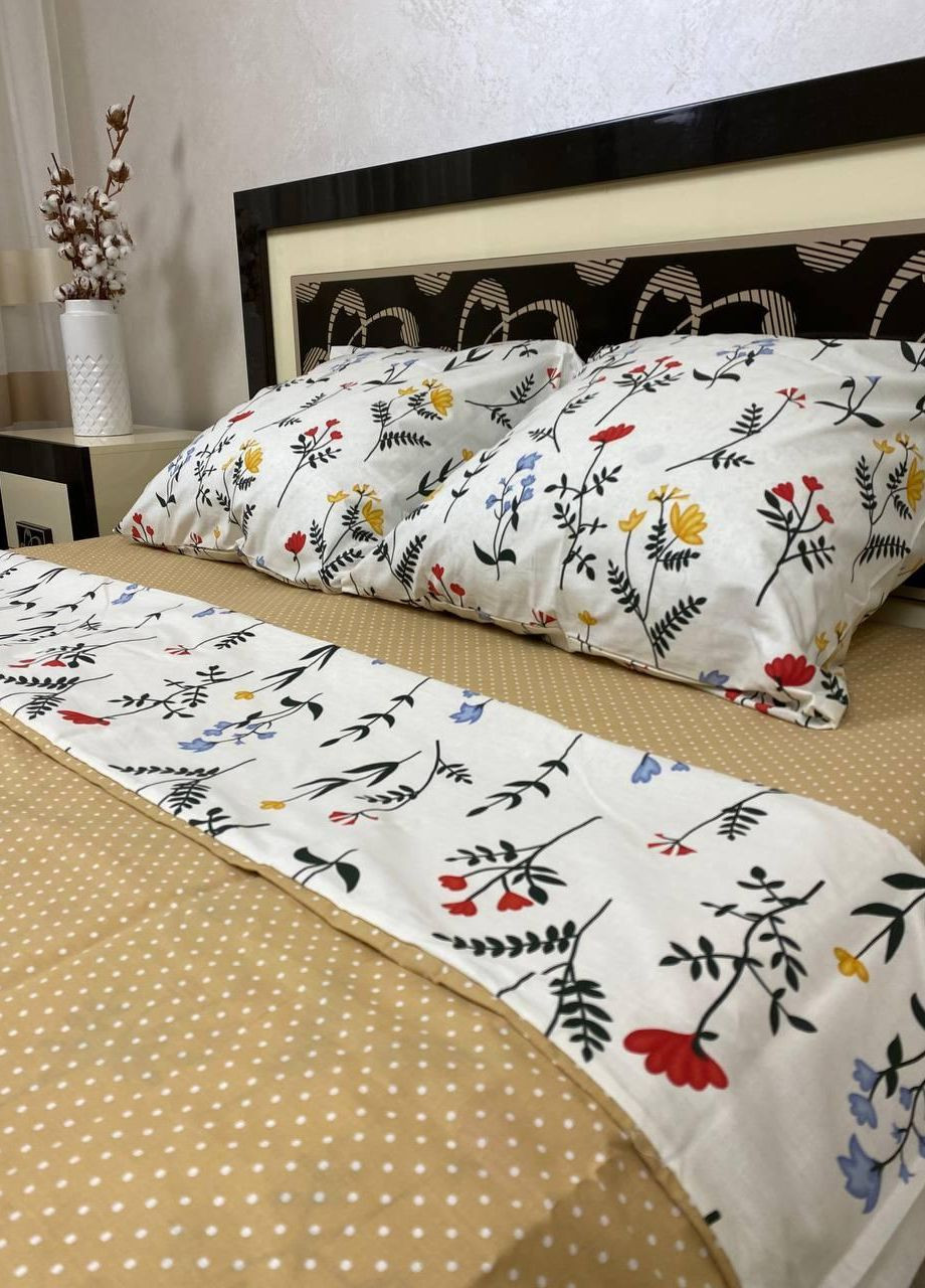 Постельное белье хлопковое Цветы Евро 200 x 220 Бязь Белый 50 х 70 No Brand (271665252)