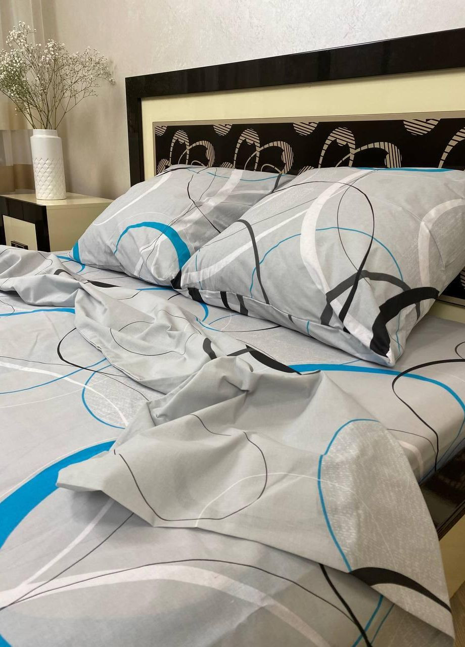Постельное белье хлопковое Узоры Двуспальное 180 x 220 Бязь Серый 50 х 70 No Brand (271665256)