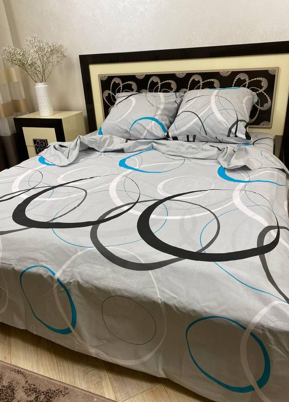 Постельное белье хлопковое Узоры Двуспальное 180 x 220 Бязь Серый 50 х 70 No Brand (271665256)