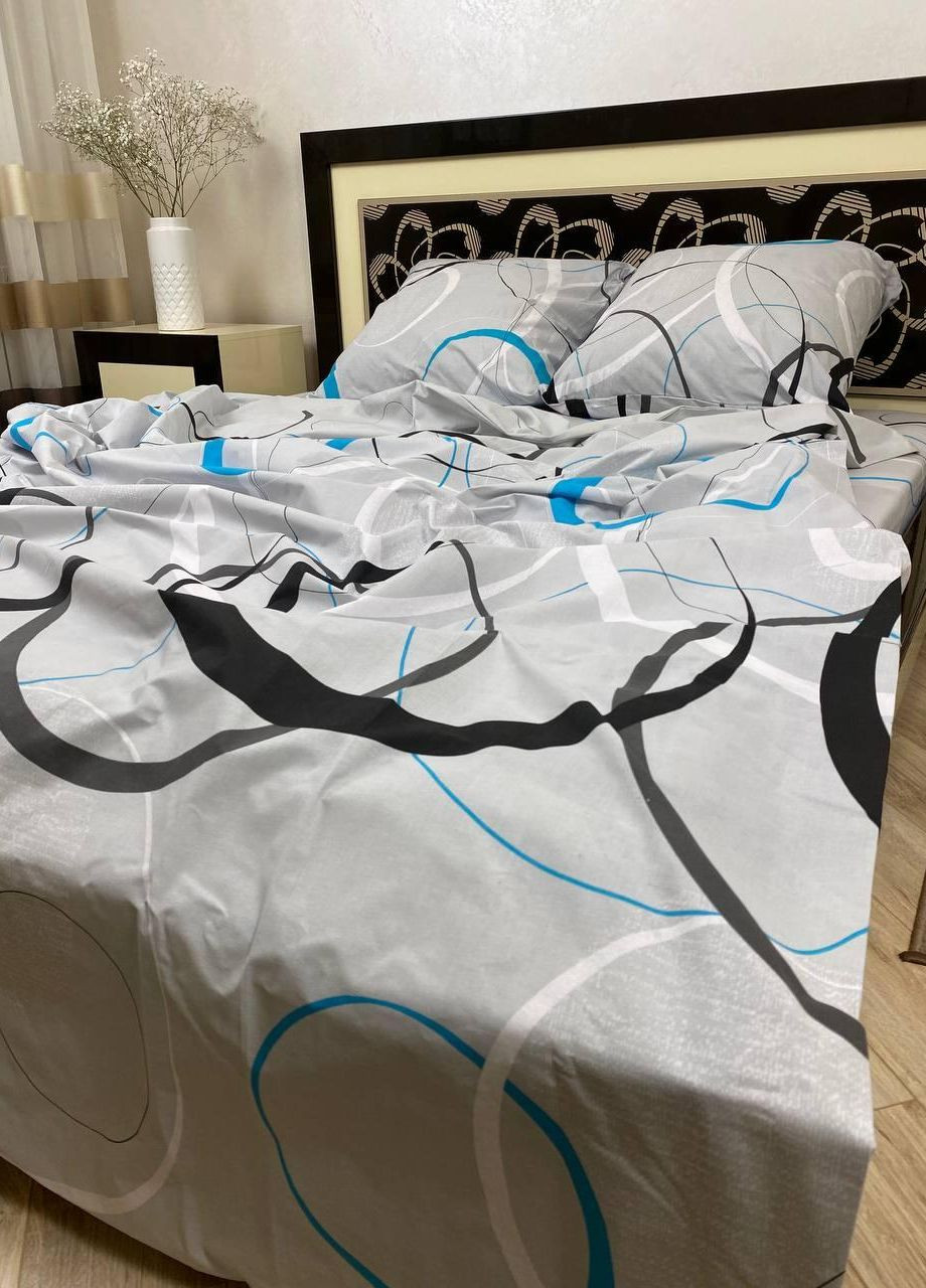 Постельное белье хлопковое Узоры Двуспальное 180 x 220 Бязь Серый 50 х 70 No Brand (271665256)