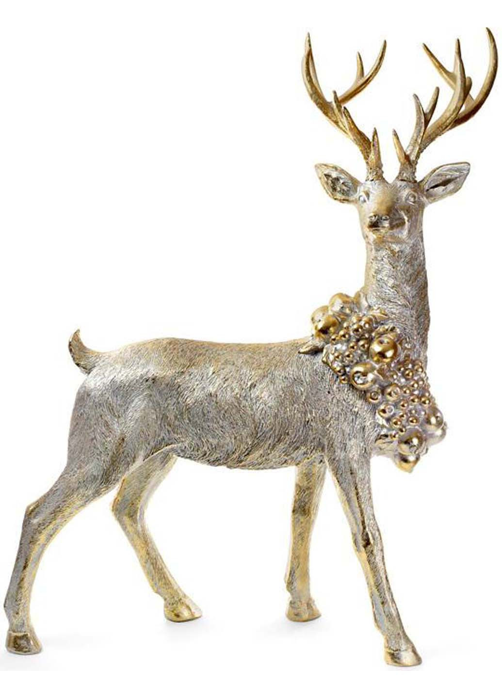 Фігура для новорічного декору Золотий олень з вінком Bona (271818104)