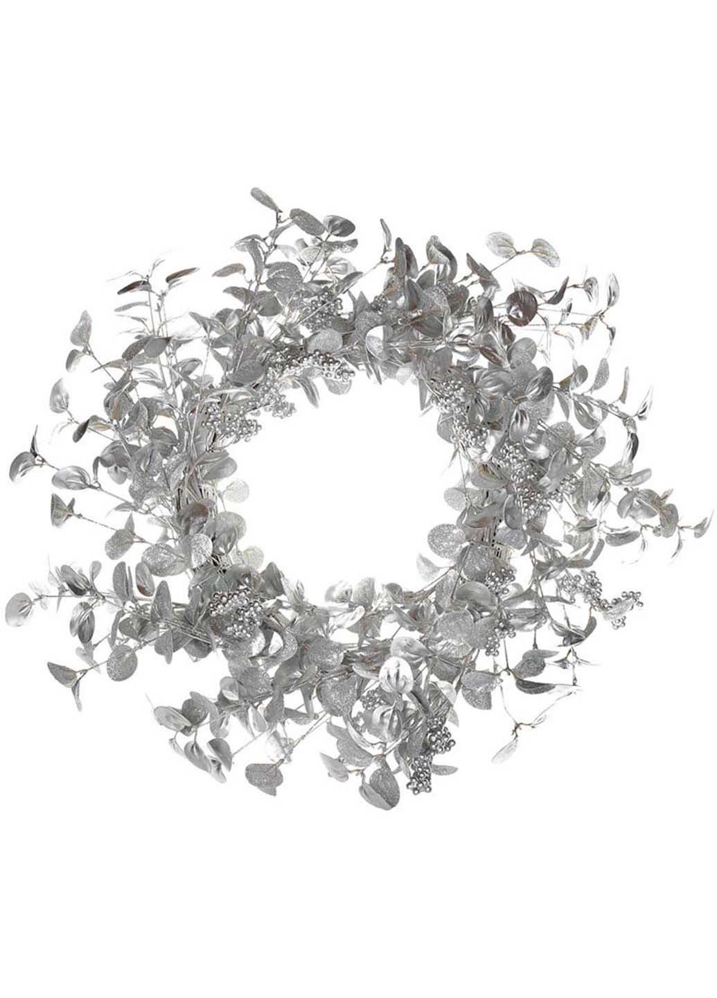 Вінок новорічний декоративний Срібло діаметр поліестер Bona (271818110)