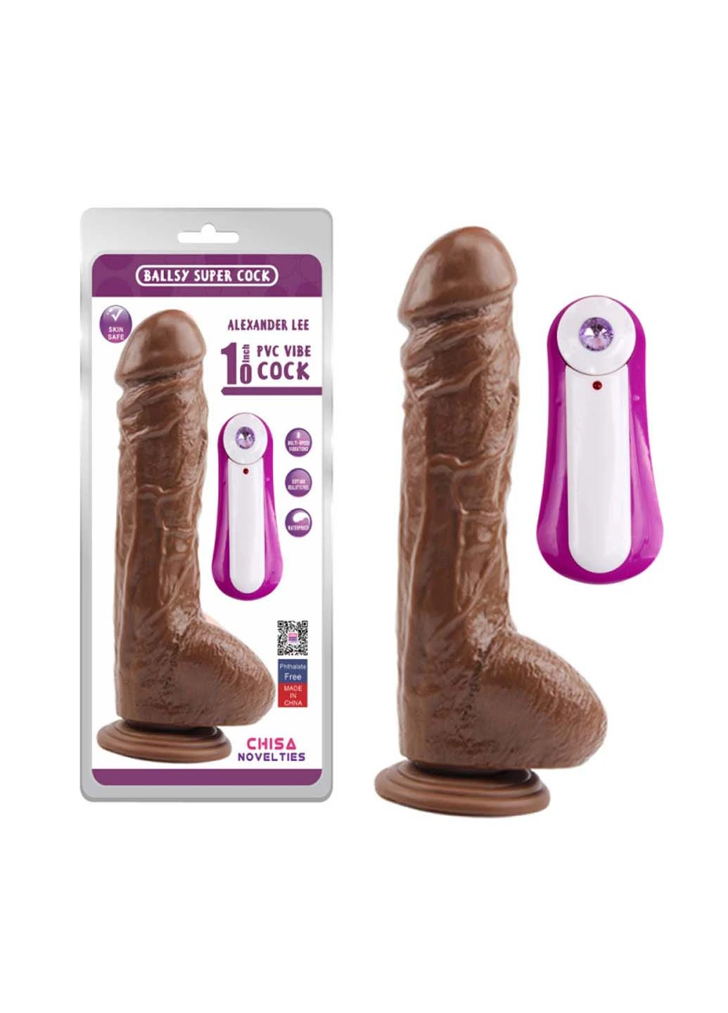 Реалістичний вібратор із пультом Alexander Lee 10 Vibrating Dildo Chisa (271841033)