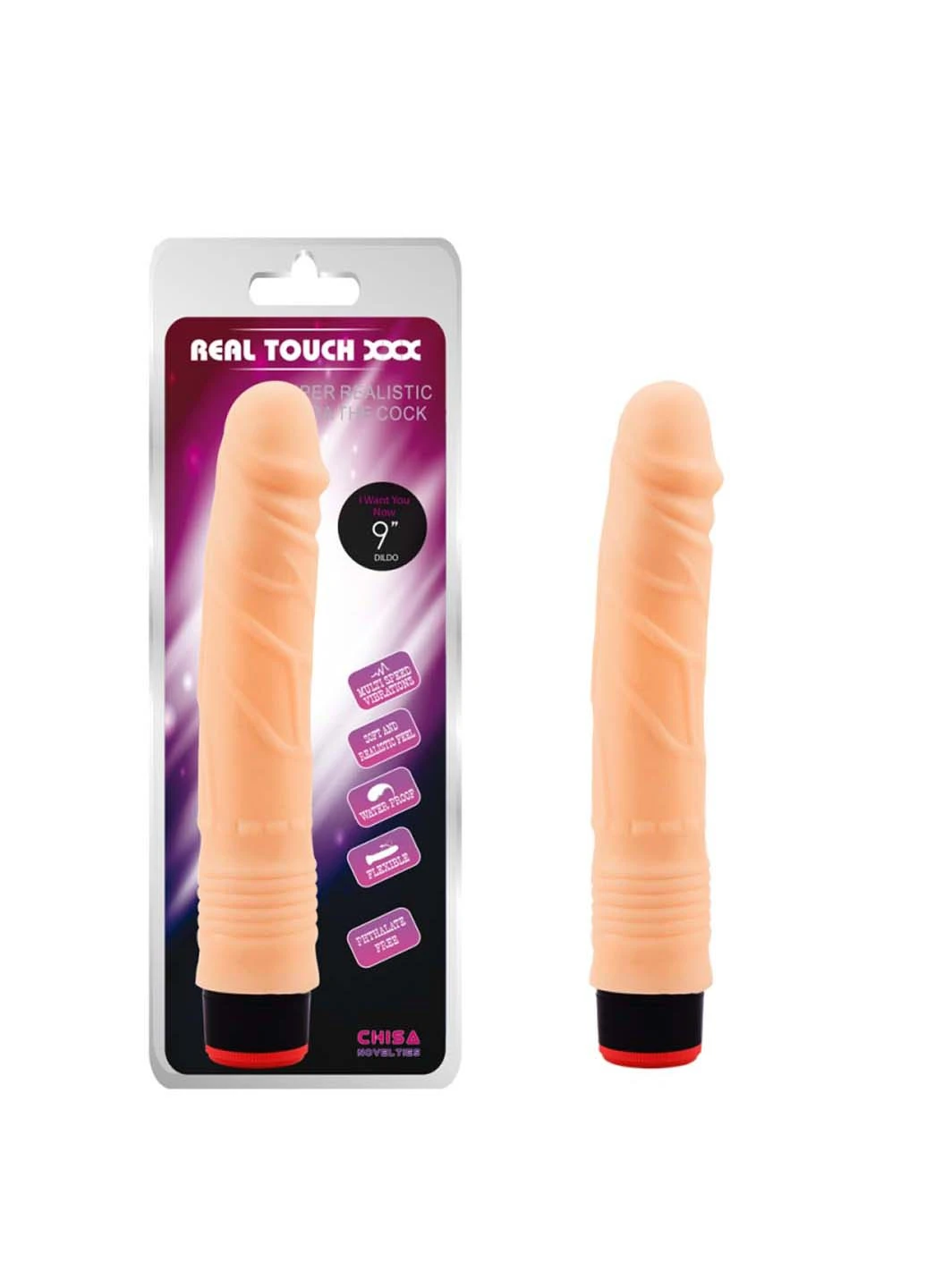 Вібратор тілесний із венами 9 Vibe Cock Chisa (271841004)