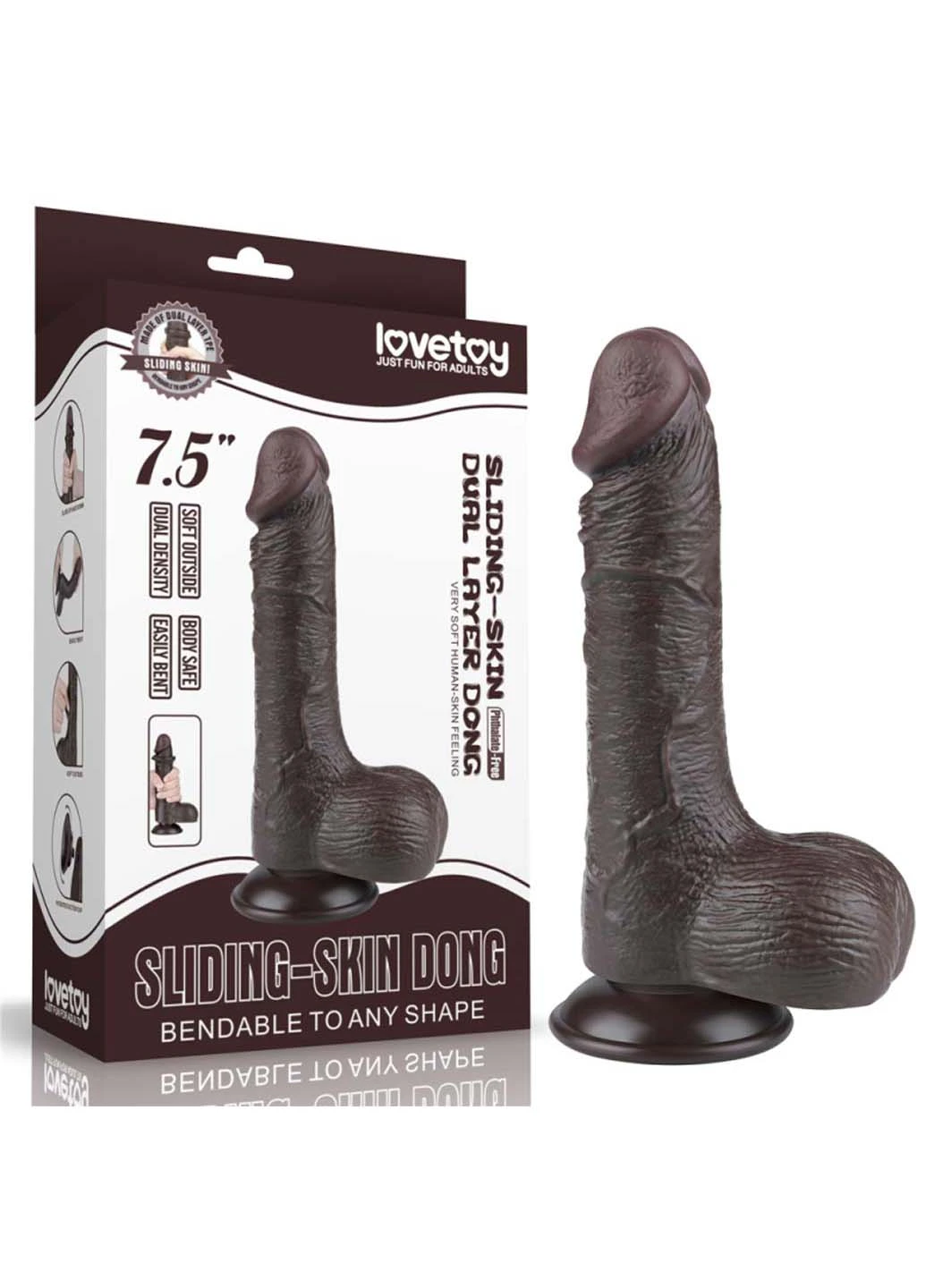Фаллоимитаор на присоске Sliding Skin Dual Layer Dong 7.5 Lovetoy (271841121)
