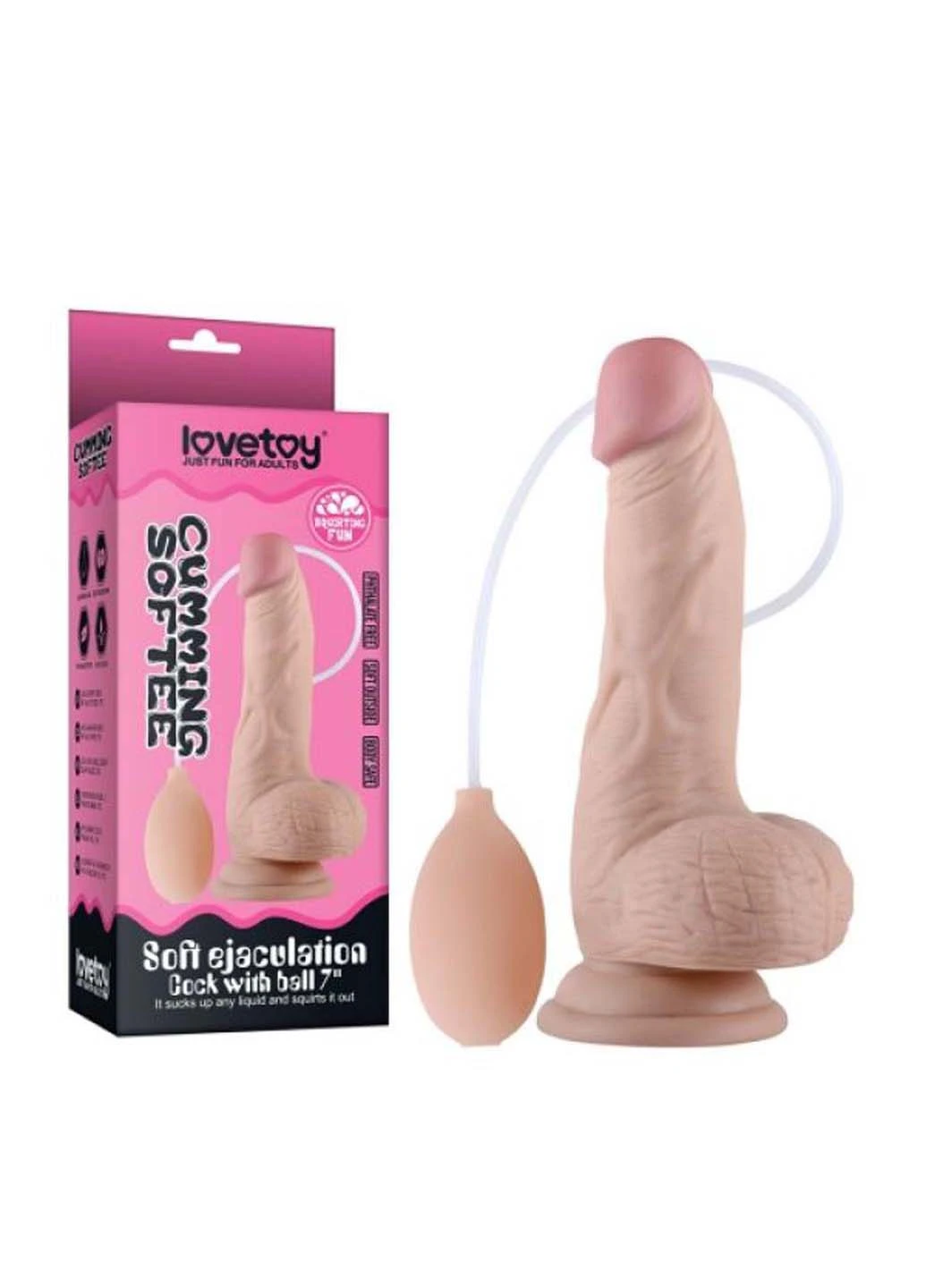 Писающий фаллоимитатор с яичками на присоске Soft Ejaculation Cock With Ball 7.0 Lovetoy (271841105)