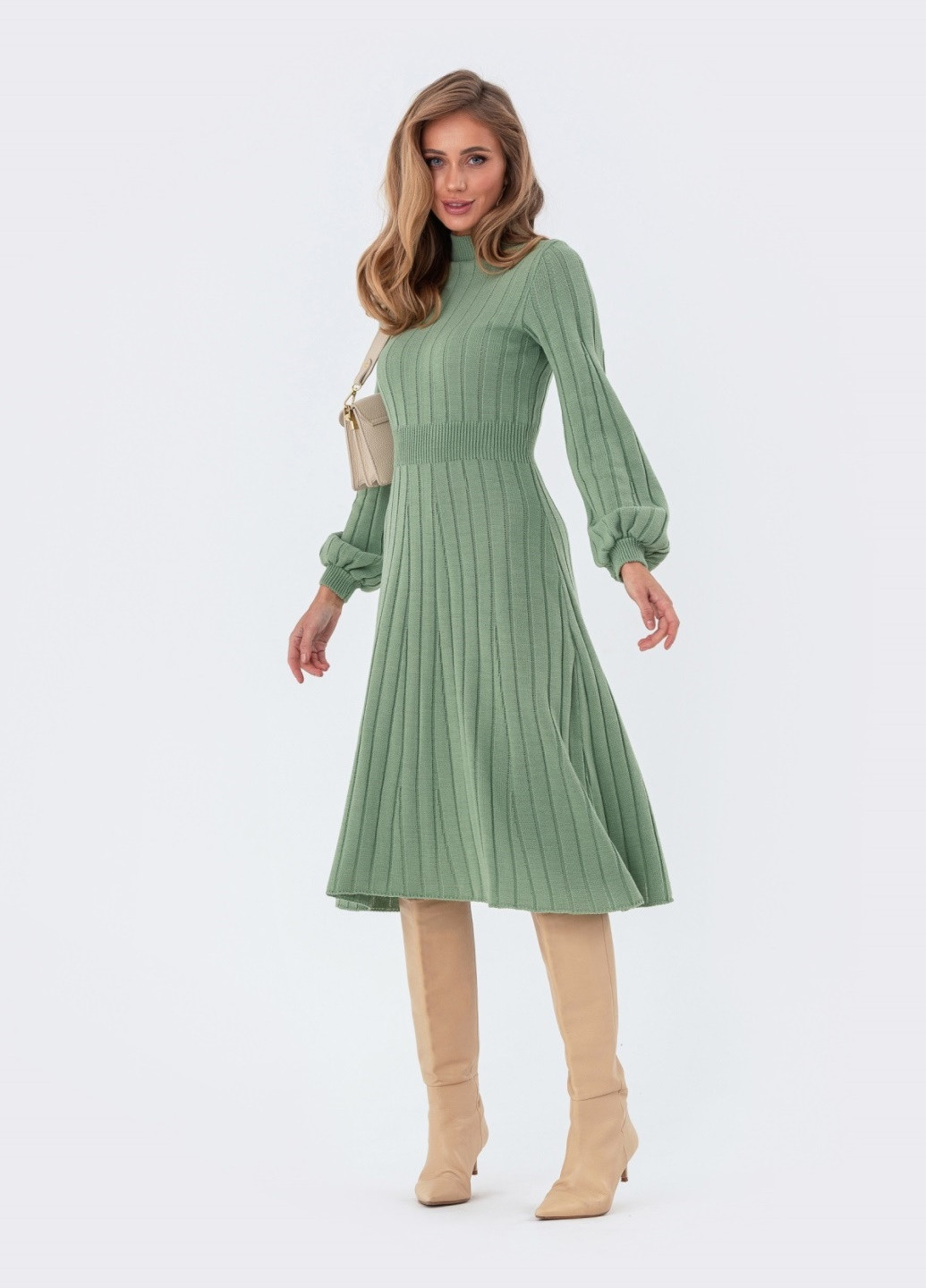 М'ятна в'язана сукня-міді м'ятного кольору Dressa