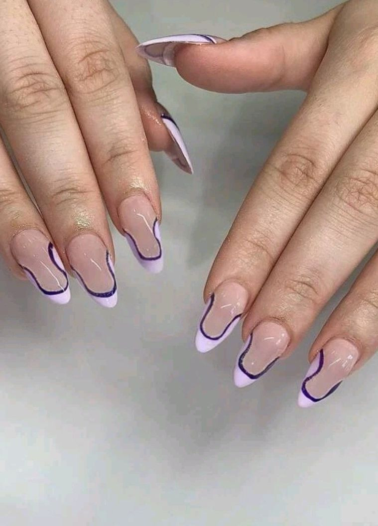 Накладні нігті зі скотчем і пилочкою фіолетові 24 шт 093 Nails (271986118)