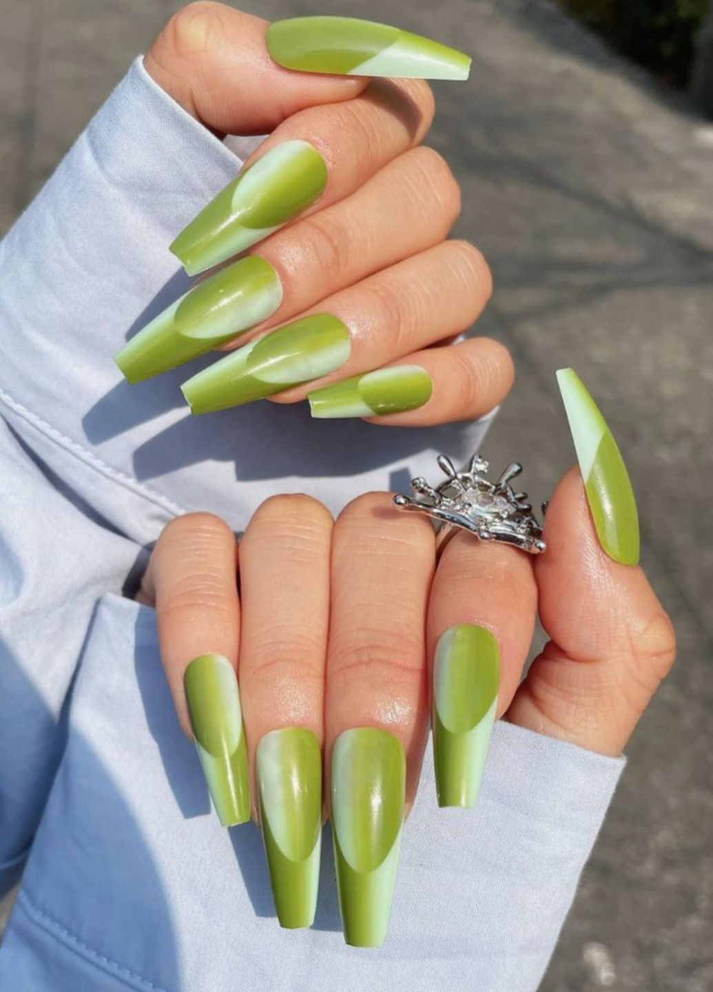 Накладні нігті зі скотчем і пилочкою зелені 24 шт 009 Nails (271986059)