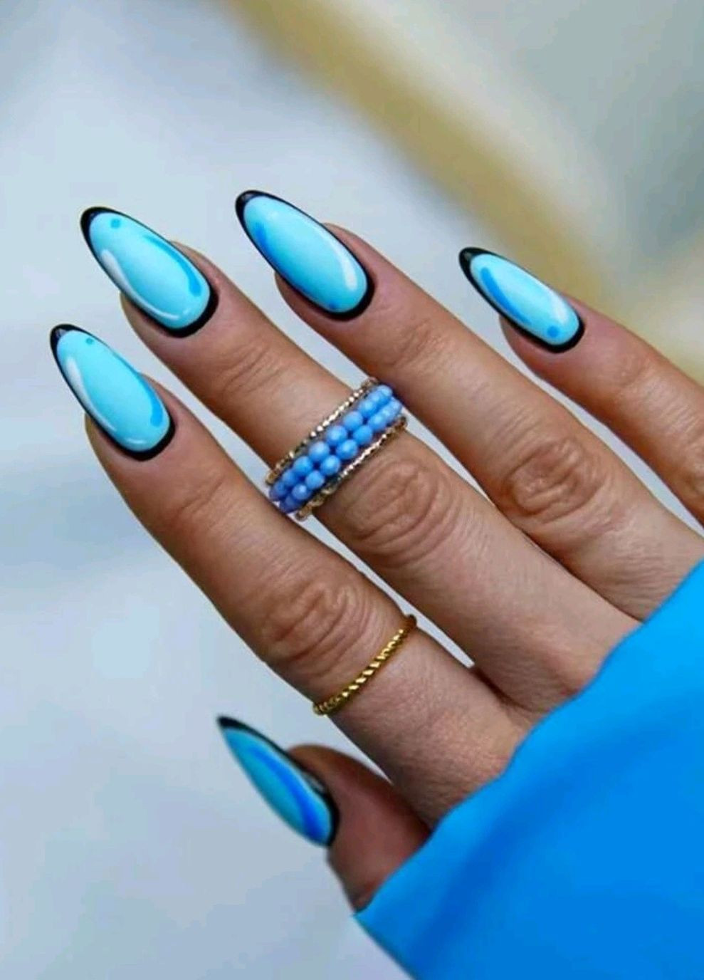 Накладные ногти со скотчем и пилочкой голубые 24 шт 106 Nails (271986071)
