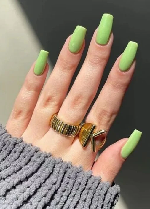 Накладні нігті зі скотчем і пилочкою салатові 24 шт 098 Nails (271986115)