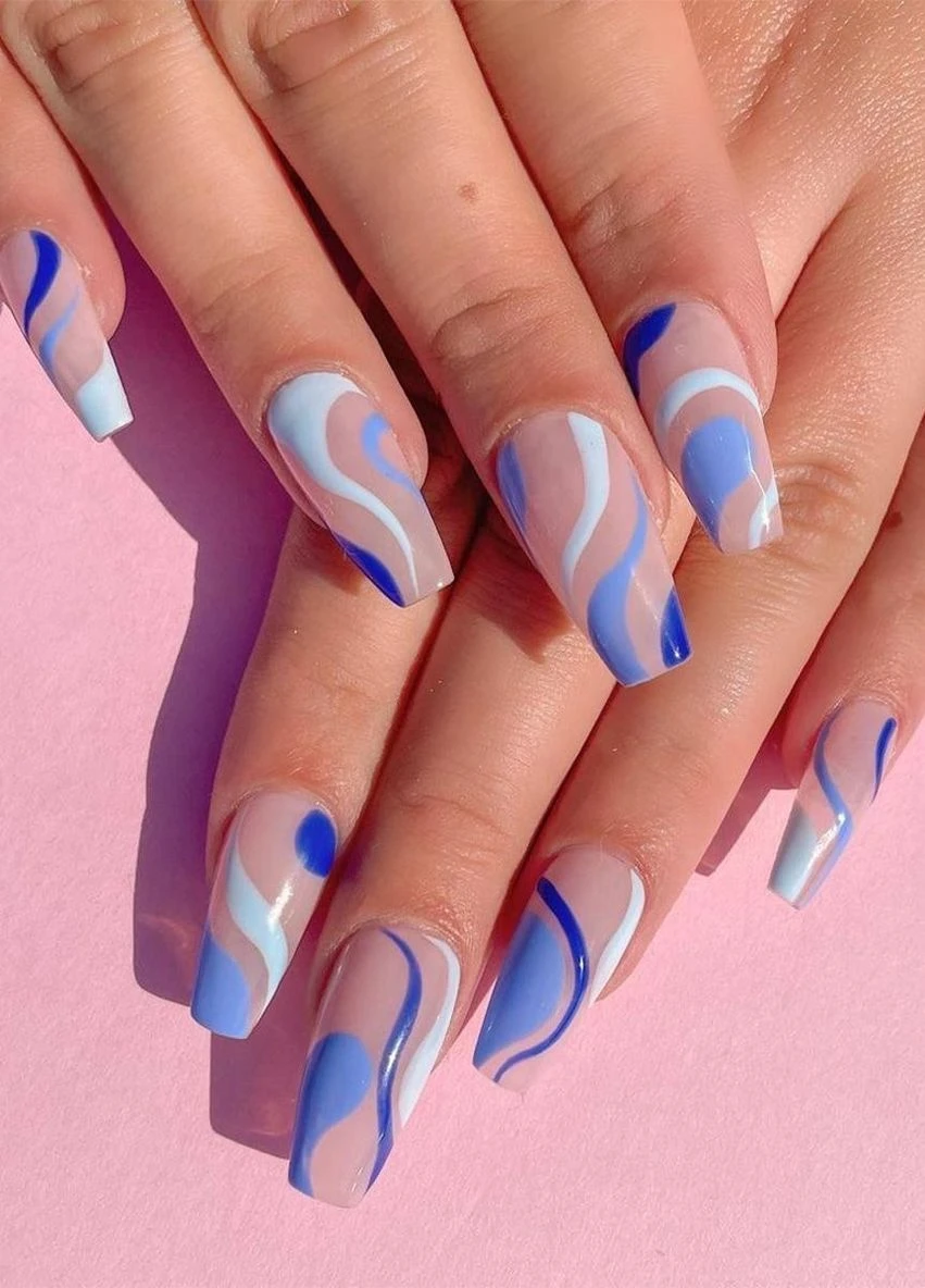 Накладні нігті зі скотчем і пилочкою різнокольорові 24 шт 035 Nails (271986051)
