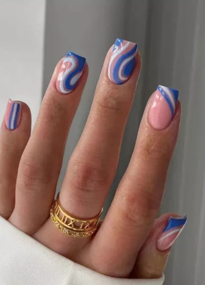 Накладні нігті зі скотчем і пилочкою сині 24 шт 029 Nails (271986095)