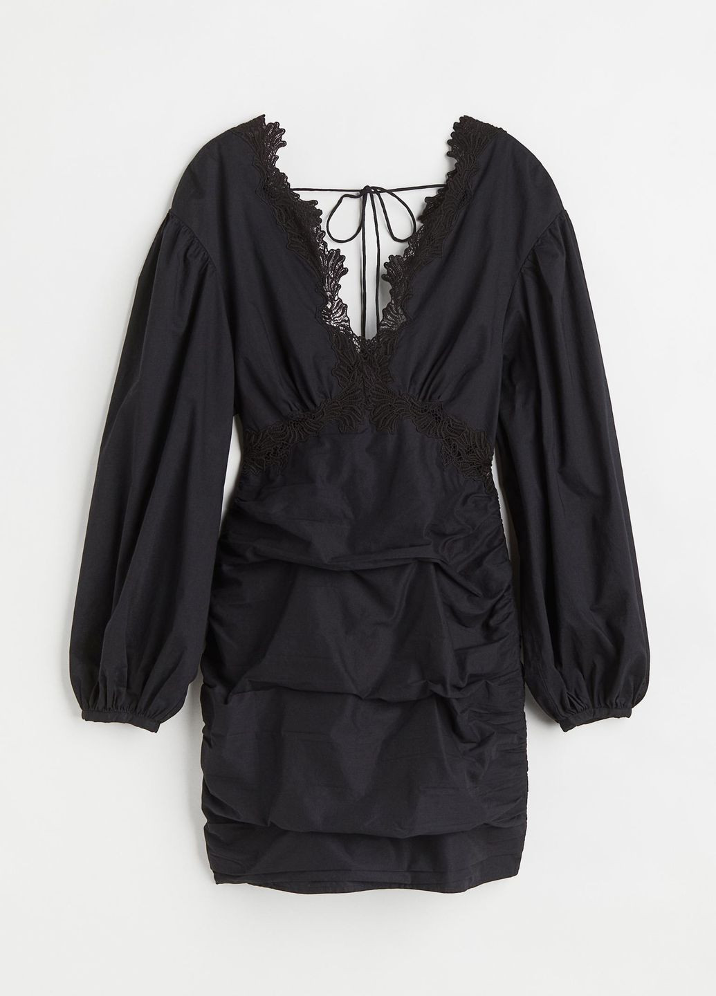 Черное повседневный платье с кружевом H&M однотонное