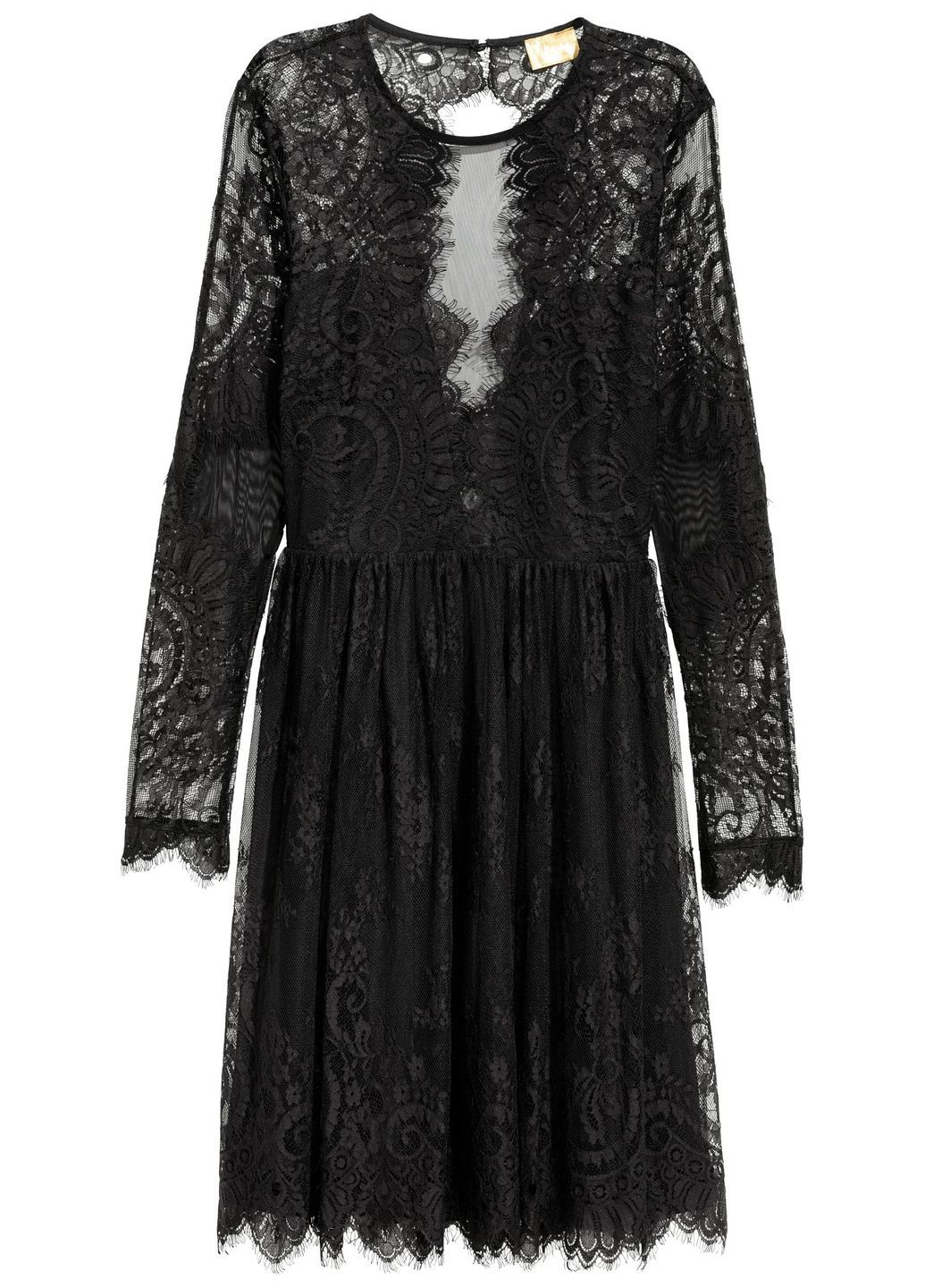 Черное повседневный платье кружевное H&M однотонное