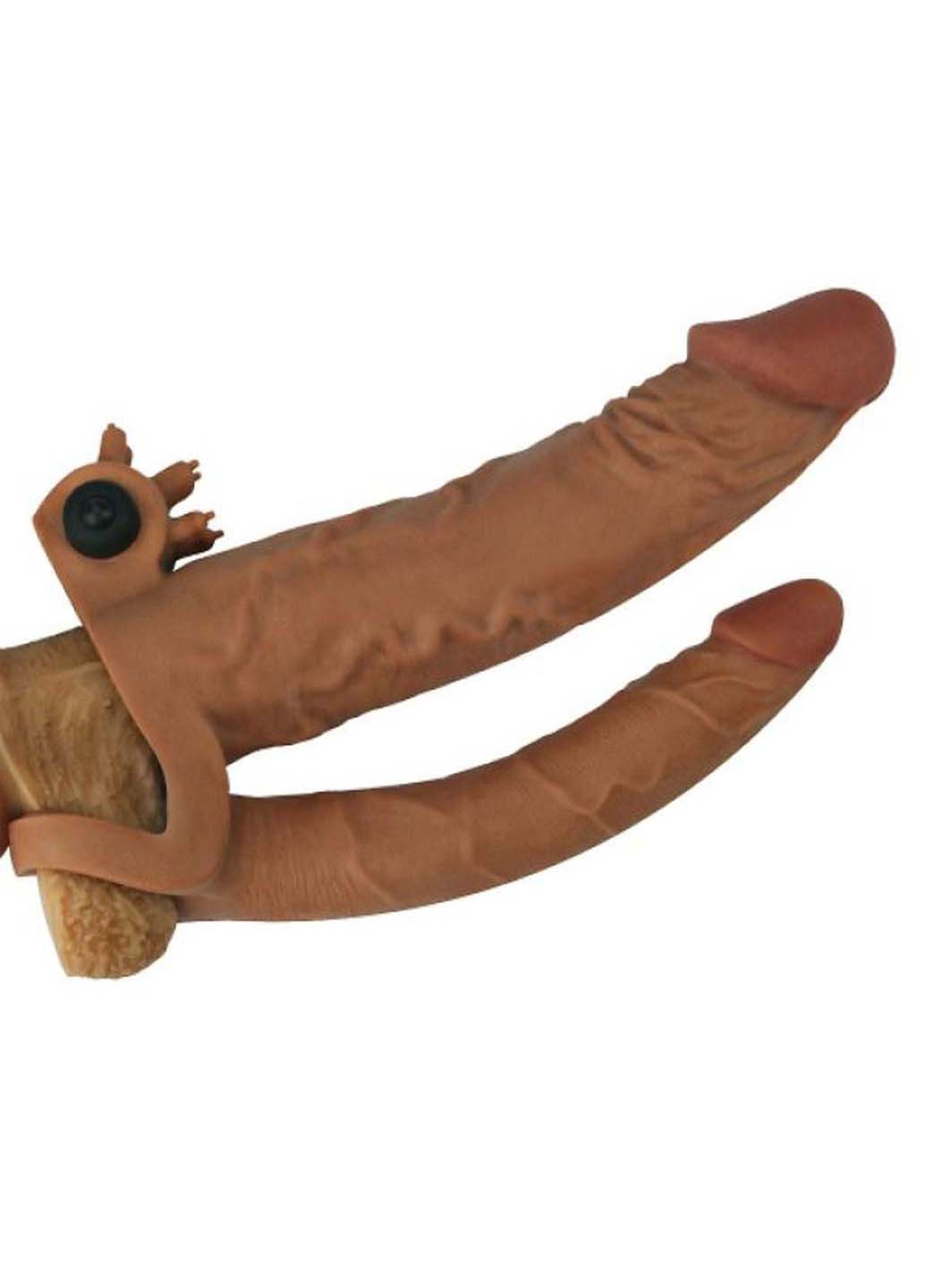 Насадка на пенис Pleasure X Tender Vibrating Double Penis Sleeve Brown Lovetoy (272105231)