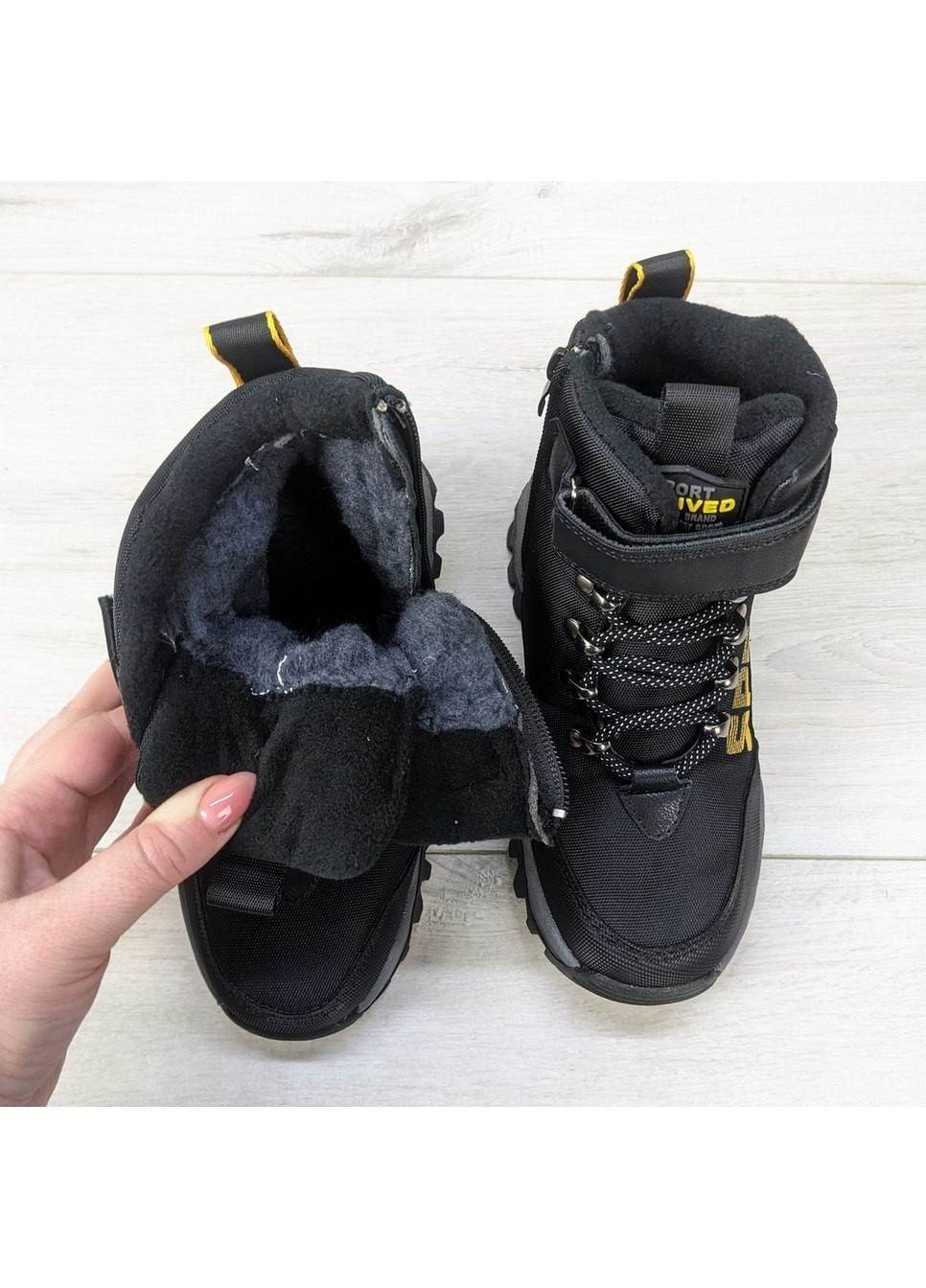 Черные повседневные зимние ботинки зимние для мальчика детские Башили