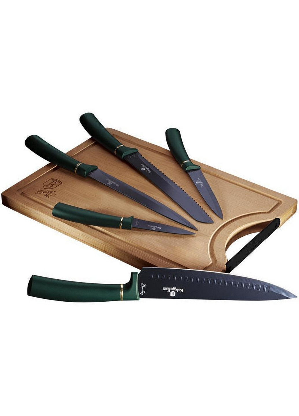 Набор ножей с доской Emerald Collection Berlinger Haus зелёные,