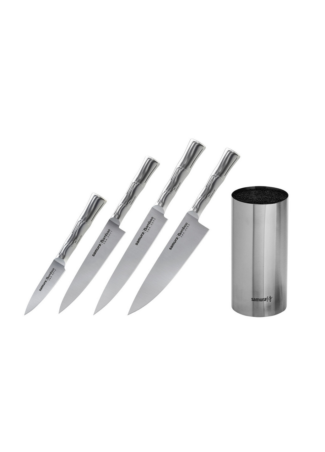 Набір із 4 ножів і підставки Bamboo у подарунковій коробці Samura салатовий,