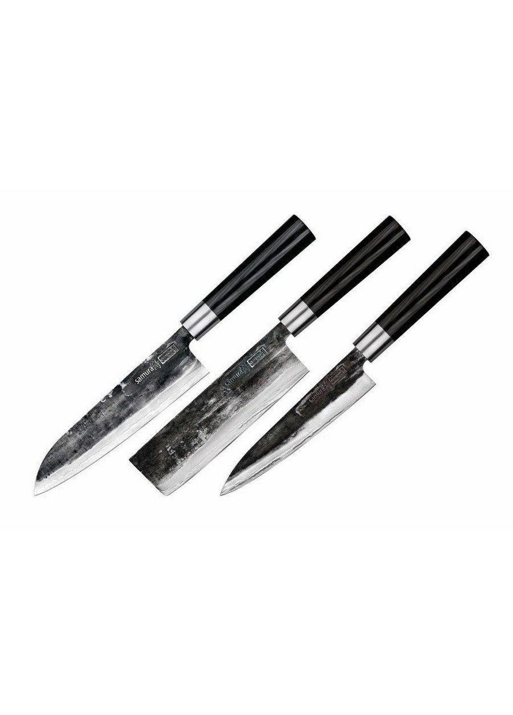 Набор из 3-х кухонных ножей Super 5 Samura чёрные,
