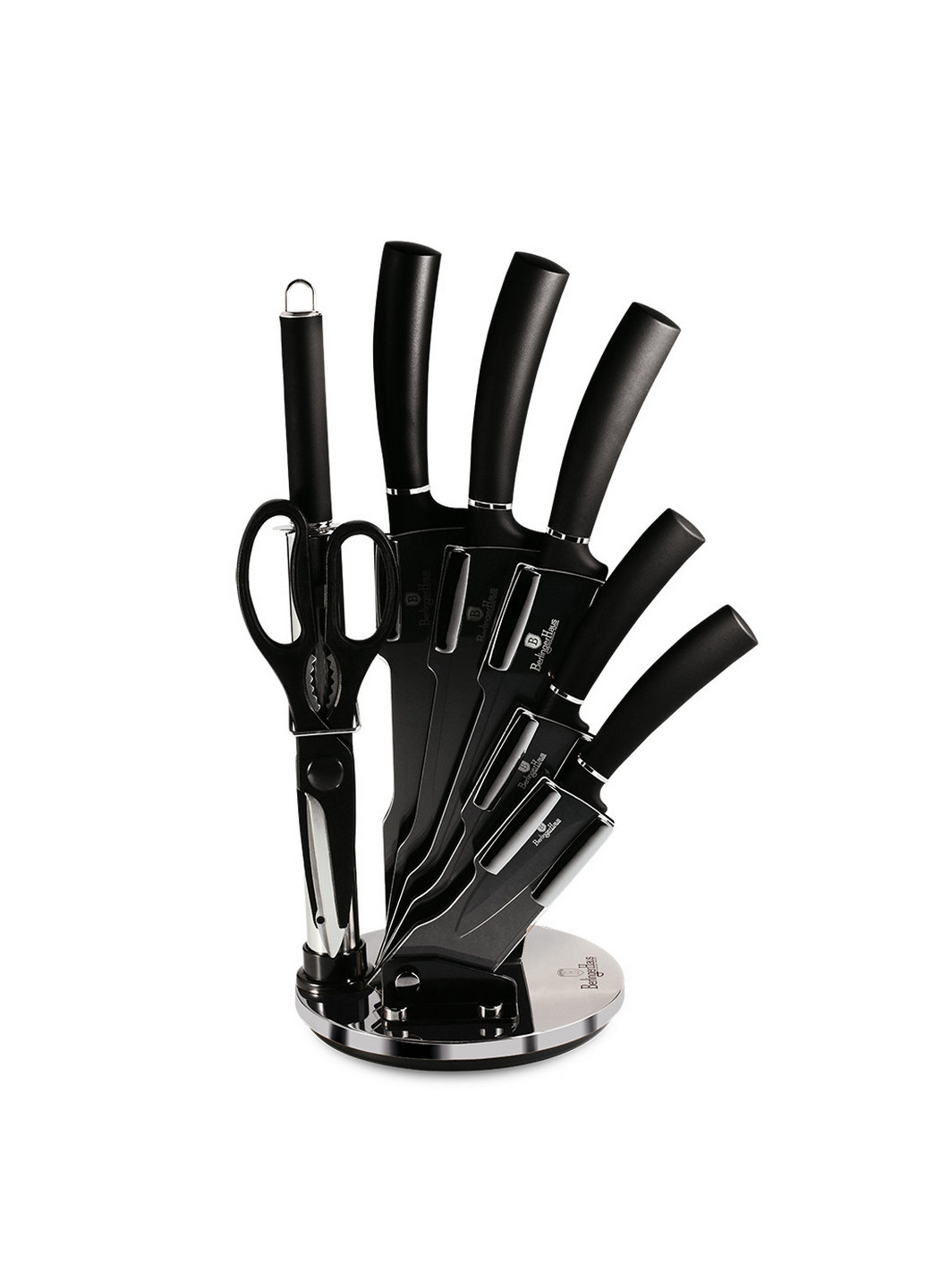 Набор ножей на подставке 8 предметов Black Silver Collection Berlinger Haus чёрные,