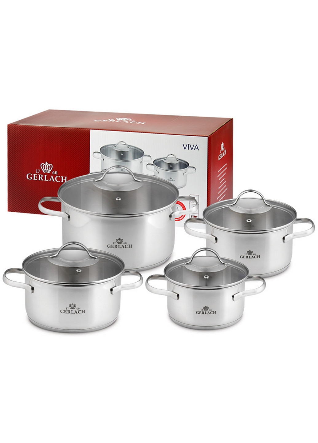 Набор кастрюль 8 предметов из нержавеющей стали Viva Gerlach (271981106)