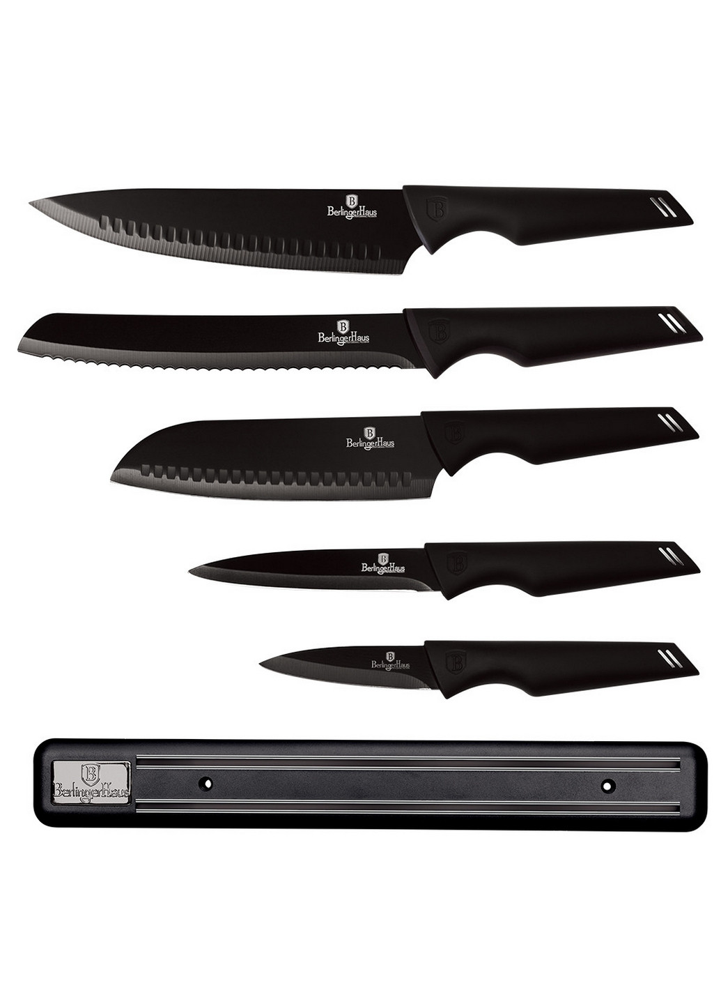 Набор ножей из 6 предметов Metallic Line Carbon Pro Edition Berlinger Haus тёмно-серые,