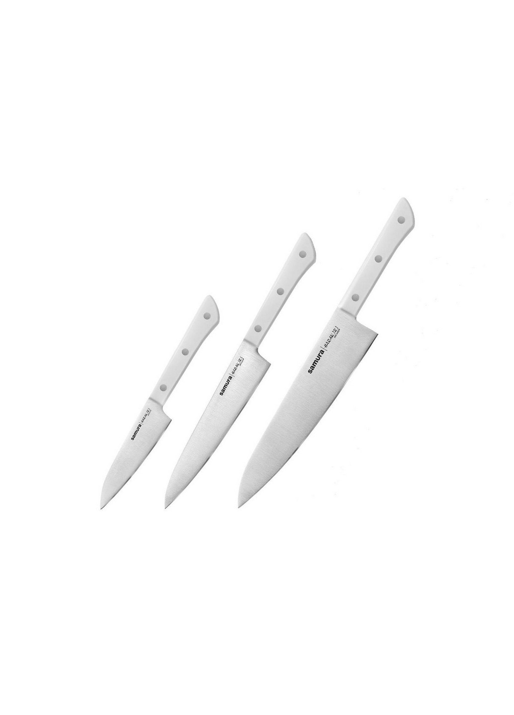 Набор кухонных ножей из 3-х предметов Harakiri Samura белые,