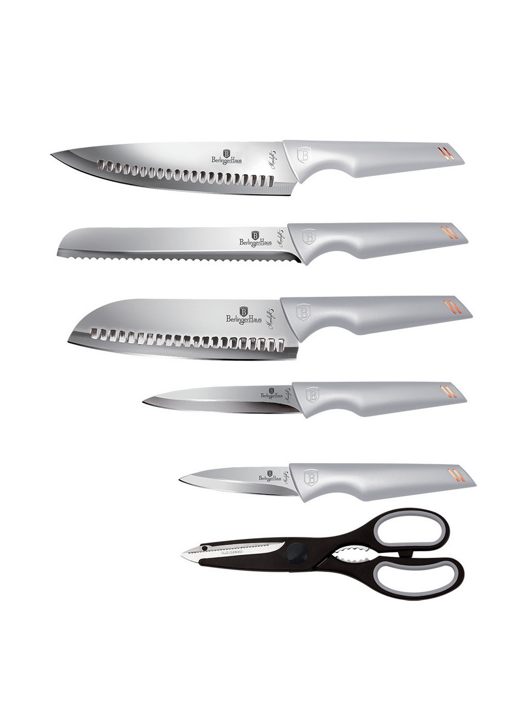 Набір із 6 кухонних ножів і підставки Moonlight Edition Berlinger Haus нержавіюча сталь,