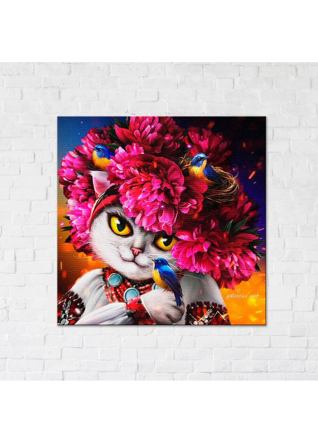 Картина-постер цветущая кошка Марианна Пащук Brushme (271981661)