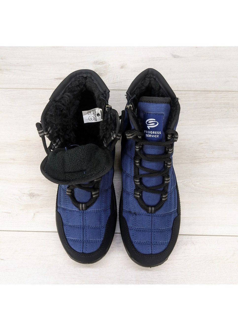 Синие зимние ботинки мужские дутики зимние на шнурках Progress