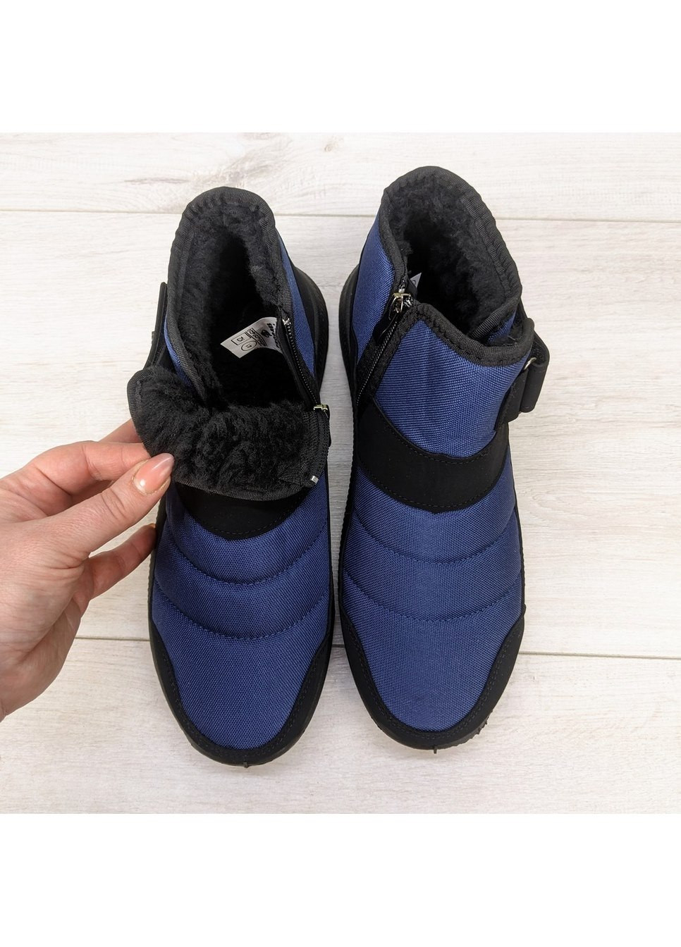 Синие зимние ботинки мужские дутики зимние на молнии Progress
