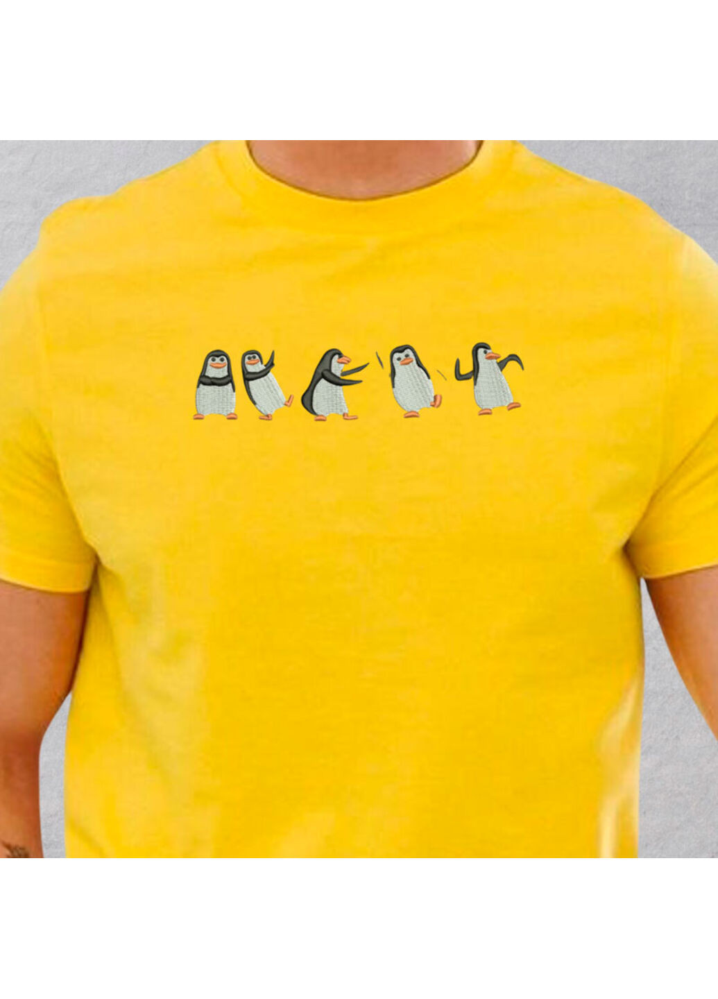 Жовта футболка з вишивкою пінгвінів 01-5 чоловіча жовтий s No Brand