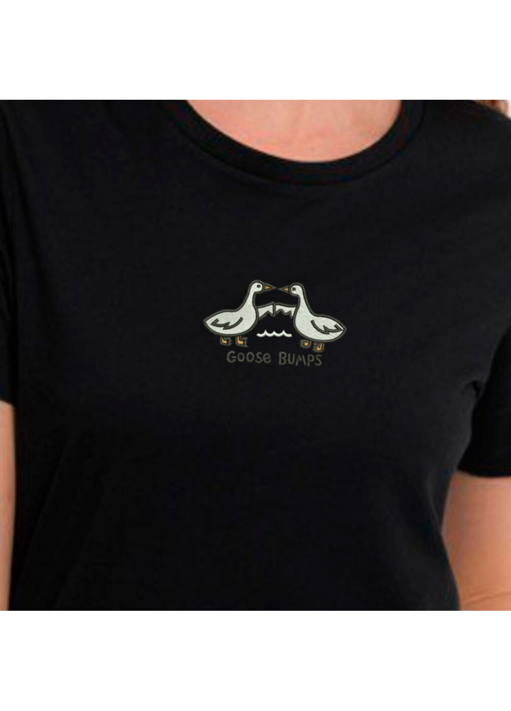 Чорна футболка з вишивкою гуси 02-1 жіноча чорний xl No Brand