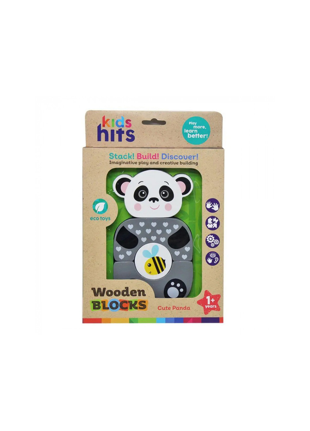 Іграшка дерев'яна Панда KH20/004 4 деталі Kids Hits (272592812)