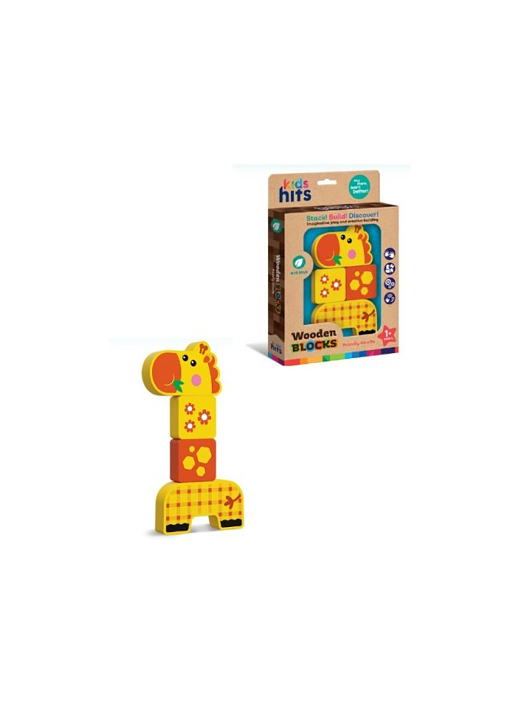 Іграшка дерев'яна Жирафа KH20/003 4 деталі Kids Hits (272592813)