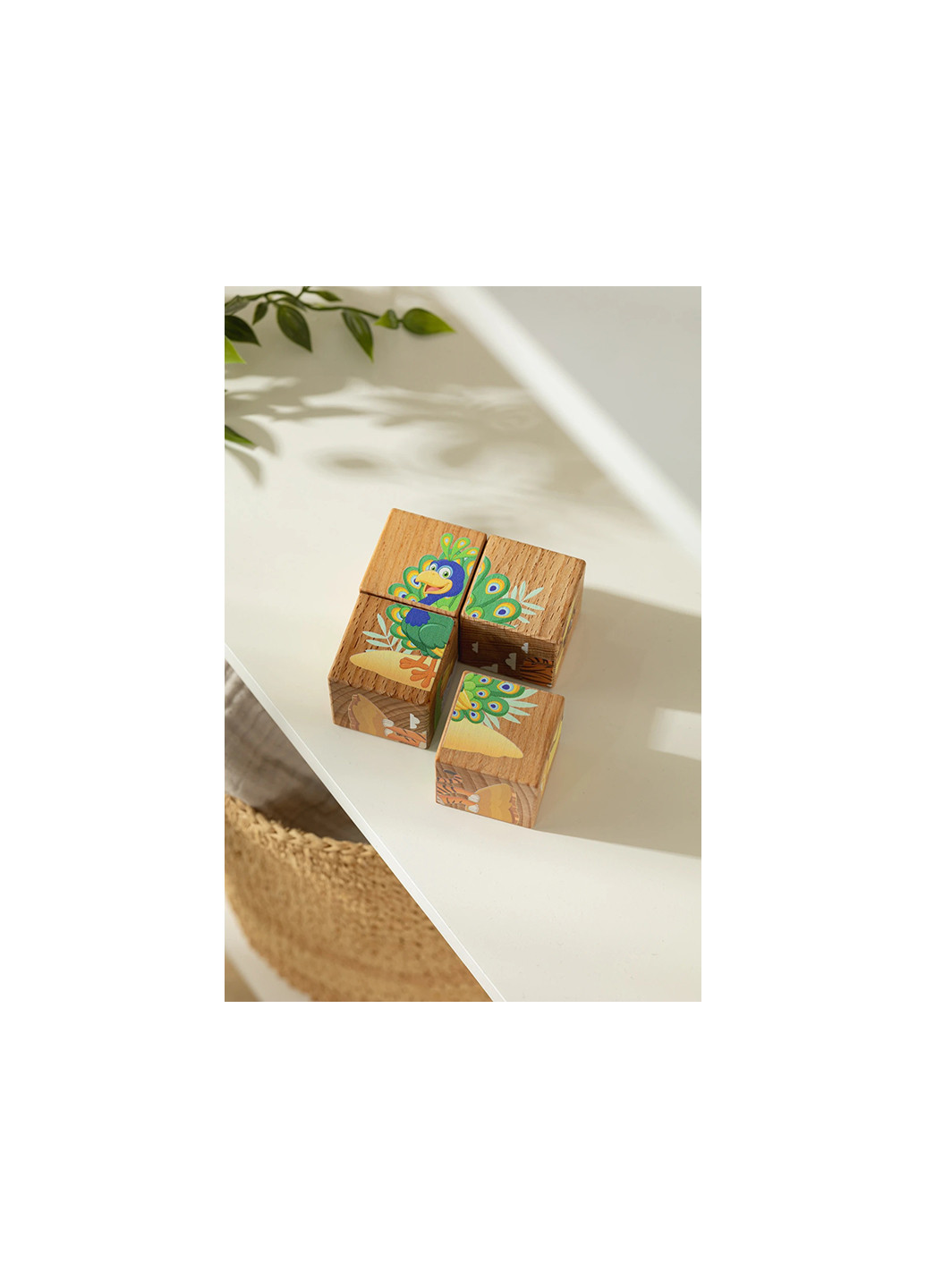 Набір дерев’яних кубиків «Тварини спекотних країн» 15403 Різнокольоровий No Brand (272592752)