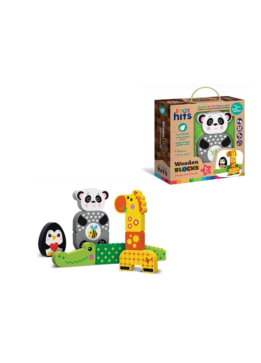 Игрушка деревянная KH20/006 кубики 12 деталей 4 персонажа Kids Hits (272592821)