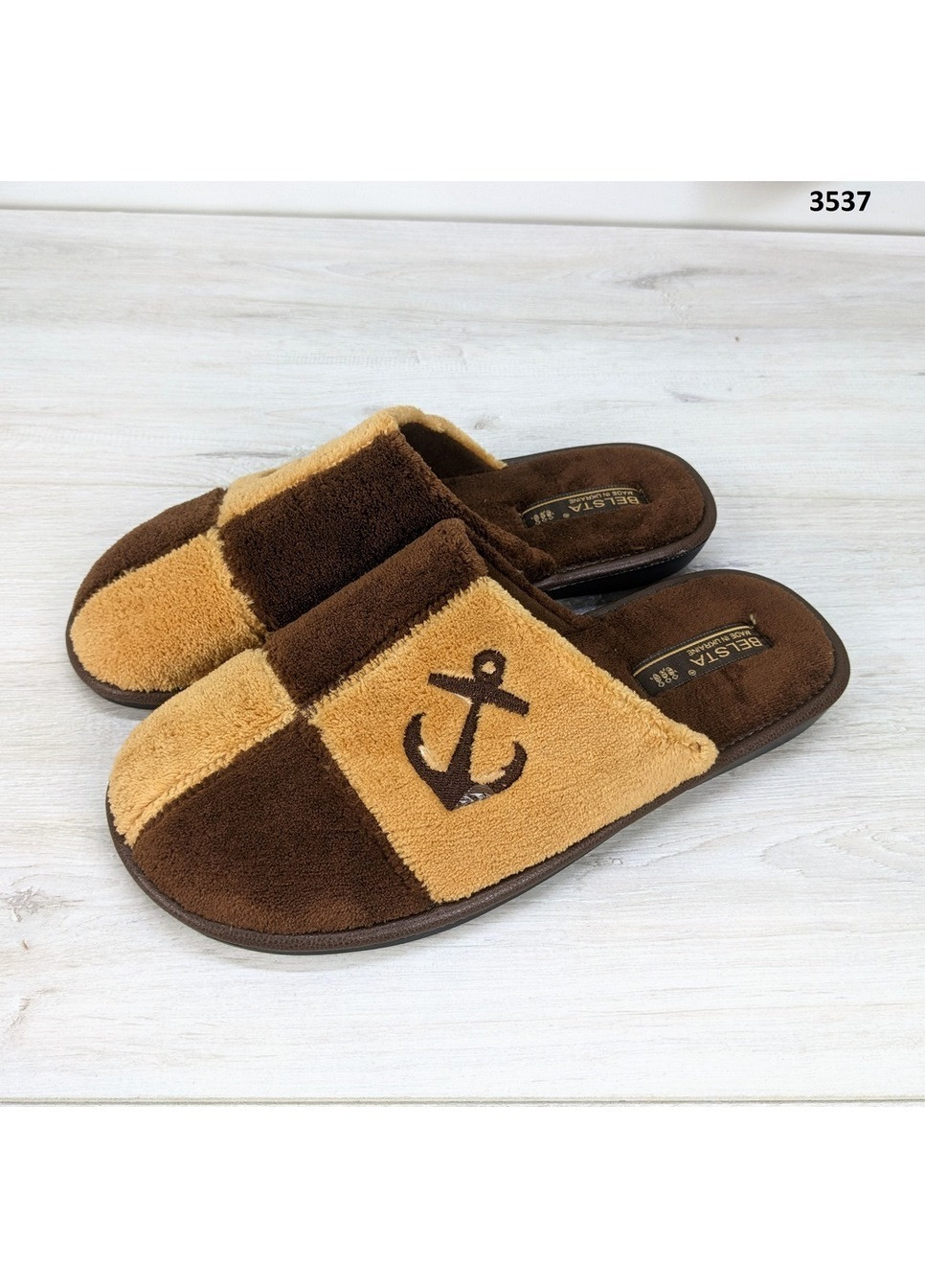 Коричневые тапочки мужские закрытые комнатные Белста