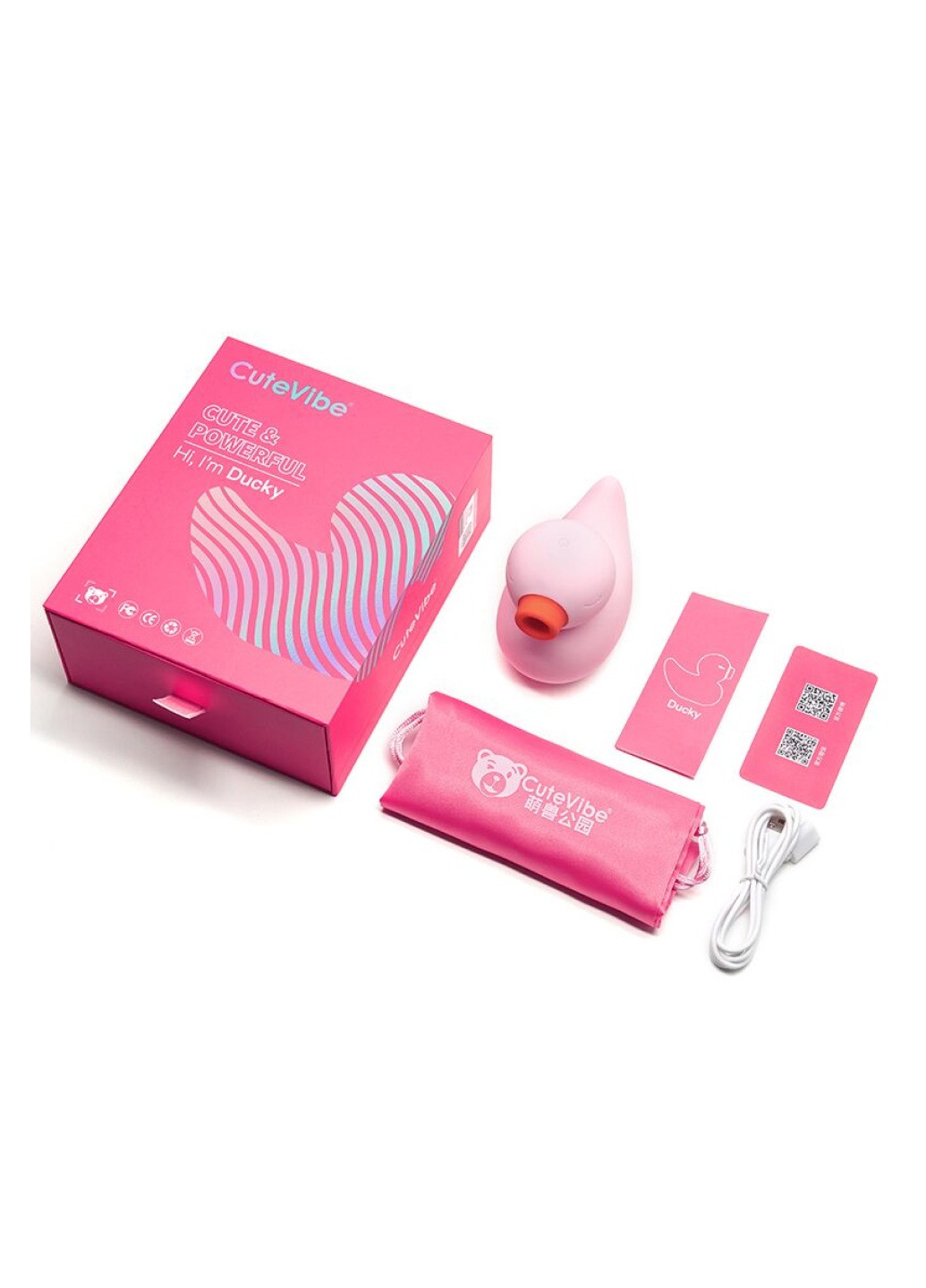 Вакуумный вибратор-уточка Ducky Pink CuteVibe (272615955)