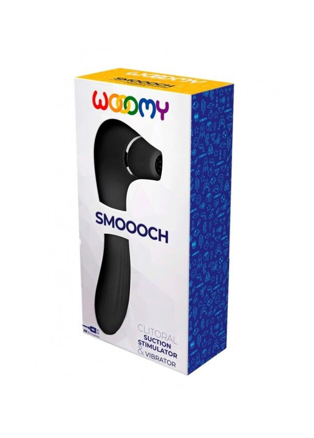Вакуумный стимулятор с вибрацией Smoooch Black Clitoral Suction & Vibration Wooomy (272615985)