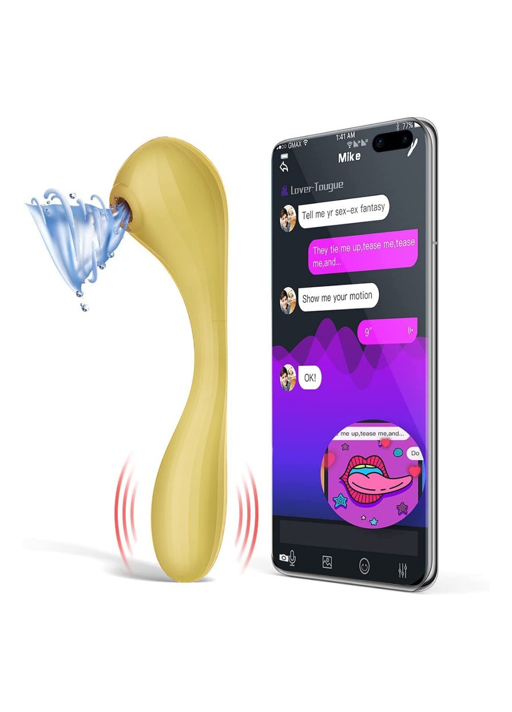 Вакуумный вагинально-клиторальный стимулятор Bobi Yellow, управление со смартфона Magic Motion (272615766)