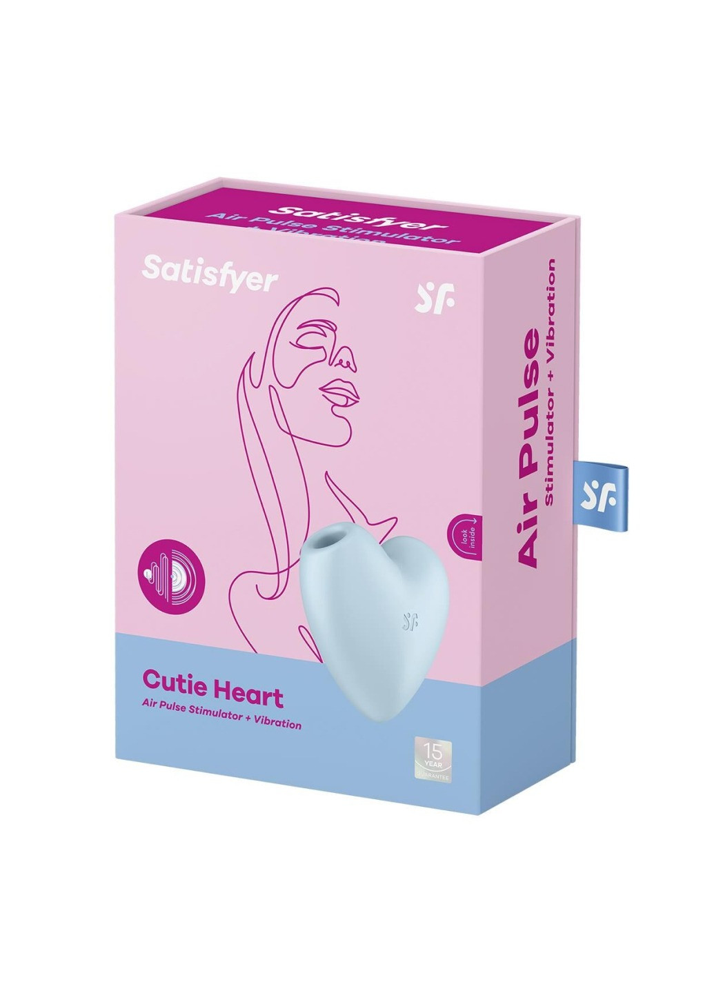 Вакуумный стимулятор-сердечко с вибрацией Cutie Heart Blue Satisfyer (272615609)