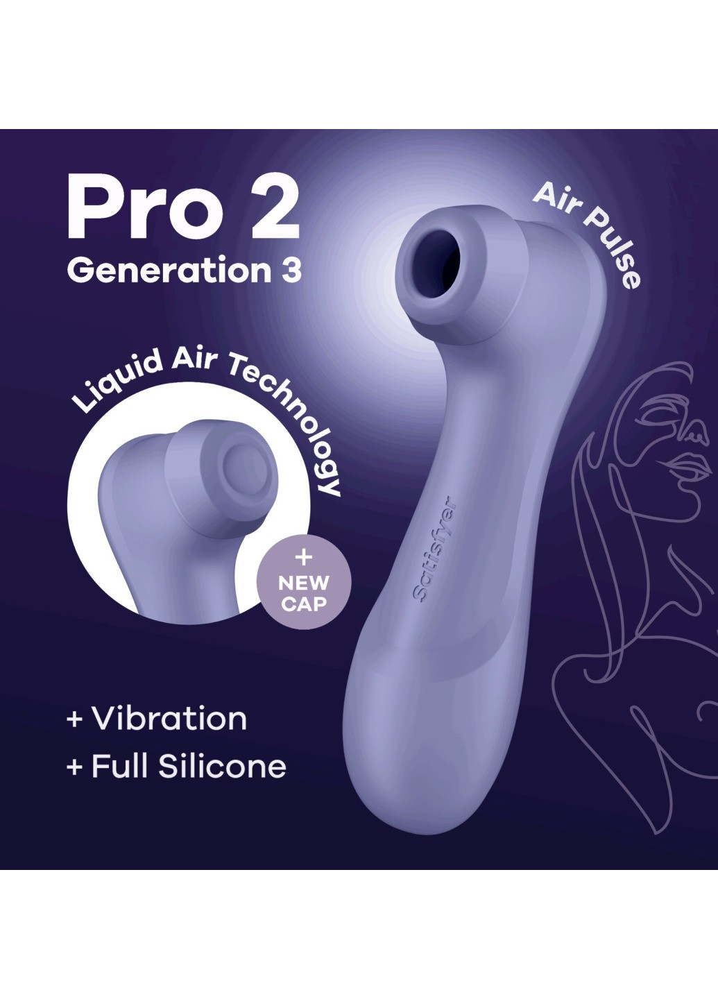 Вакуумный клиторальный стимулятор Pro 2 Generation 3 with Liquid Air Lilac Satisfyer (272615673)